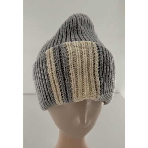 Athleta Accessories - Athleta Hat Beanie Wool Women’s Grey One Size Slouchy Stripe Warm Casual Ribbed‍